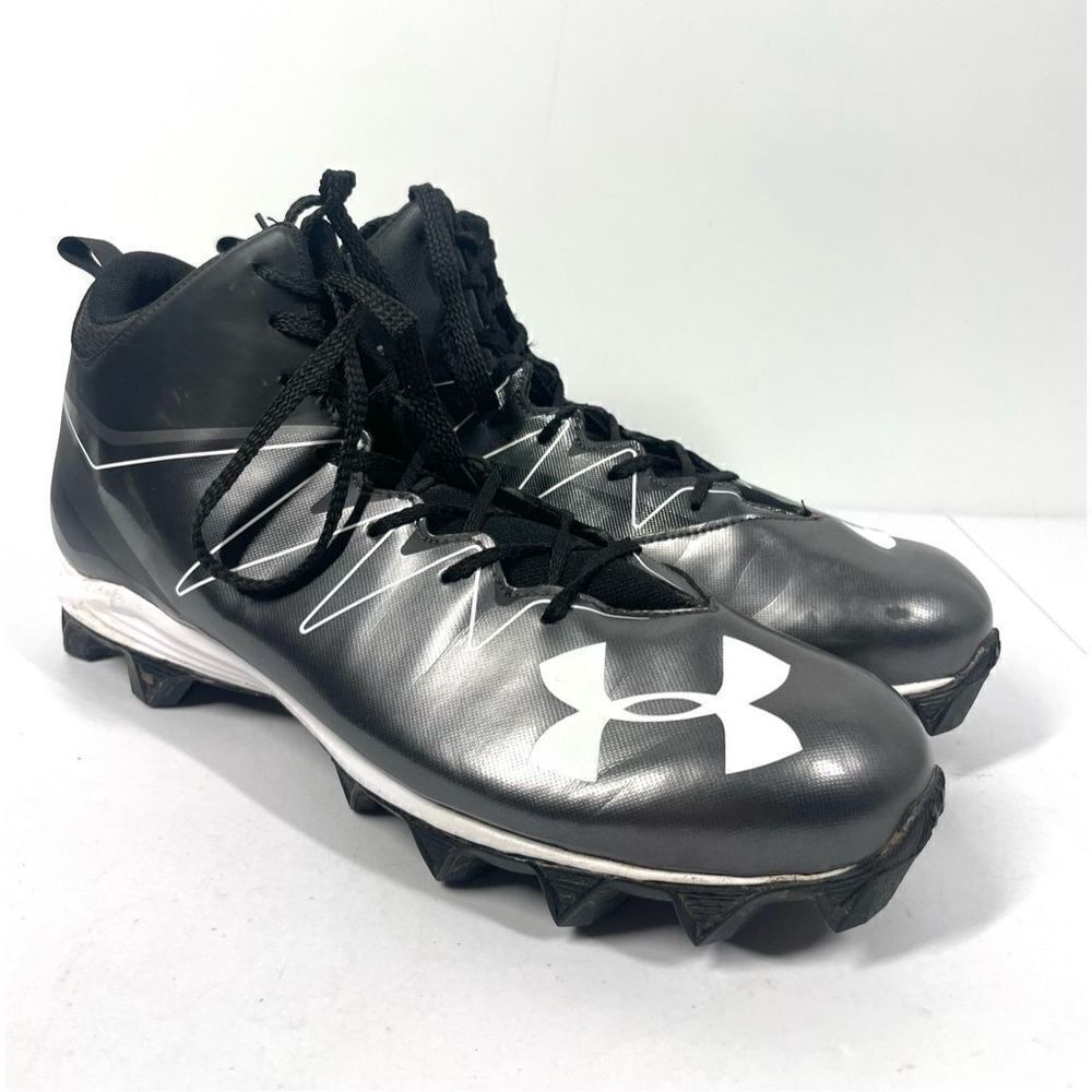 Under Armour Hammer Mid RM Football Cleats ~ Black ~ Men Size 12